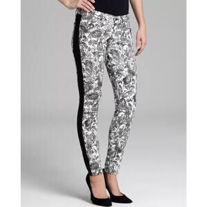 7 For All Mankind Jeans The Skinny Etched Floral White Black Women’s Size 25